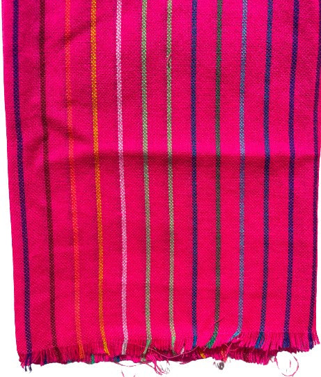 Scarf Stripes w Fringe Hot Pink, Rainbow SKU 000436