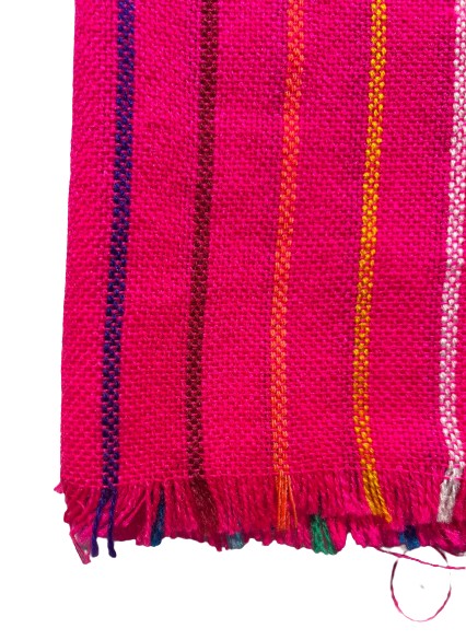 Scarf Stripes w Fringe Hot Pink, Rainbow SKU 000436