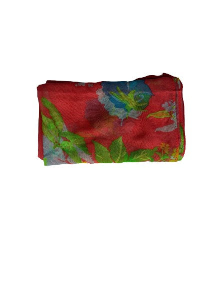 Scarf Floral Sheer Pink, Green, Light Blue SKU 000436
