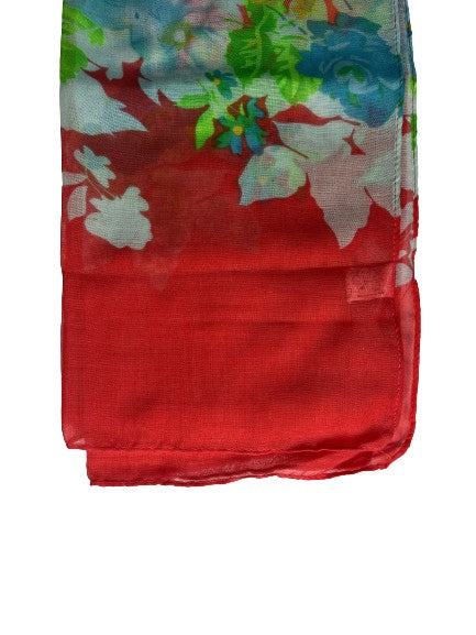 Scarf Floral Sheer Pink, Green, Light Blue SKU 000436