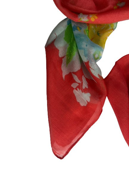 Scarf Floral Sheer Pink, Green, Light Blue SKU 000436