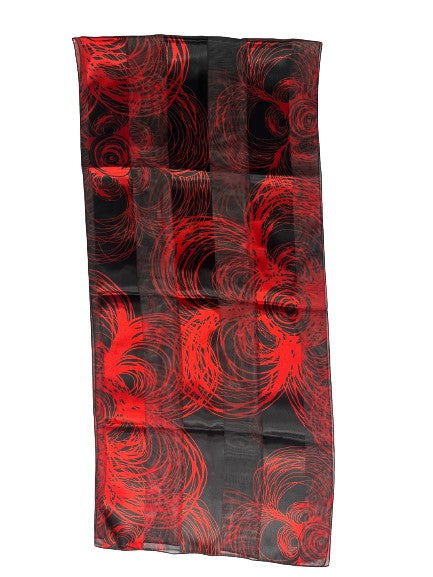 Scarf Abstract-Rose Pattern Red, Black SKU 000436