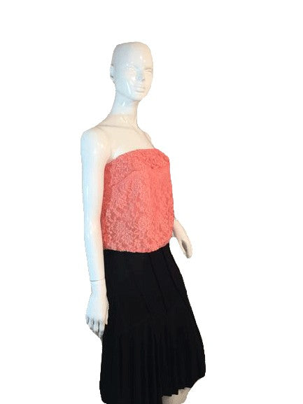 Load image into Gallery viewer, 80&amp;#39;s Orange Lace Sexy Strapless Halter Top Size XL SKU 000128
