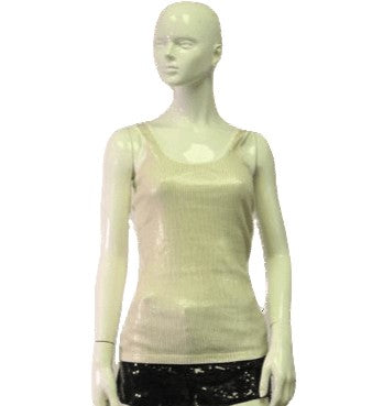 70's Cream with Gold Sequins Tank Top Size S SKU 000051