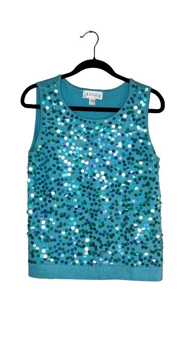 Casual Corner Annex Sequin Tank Top Light Blue Sz L LSSKU 607-4