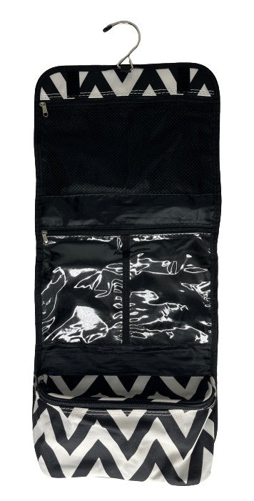 Travel Makeup Bag w Hangar Black, White SKU 000451
