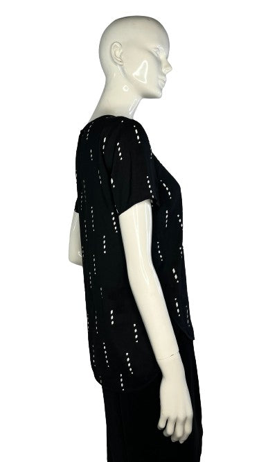 Ann Taylor Top Short Sleeves Black, White Size XS SKU 000181-10