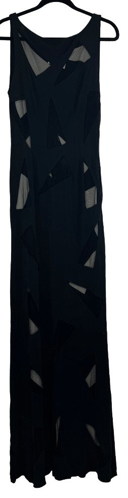 SOLD JIKI Sleeveless Mesh Cut-Out Maxi Dress Black Sz 42 LSSKU 604-106