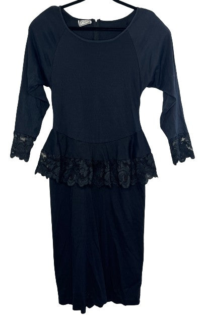 Jon Wesley Long Sleeve Dress w Lace Details Black Sz 8 LSSKU 606-152