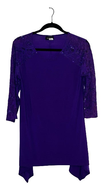 Maxima USA Lace & Sequin Sleeve Top Purple Sz S LSSKU 602-60