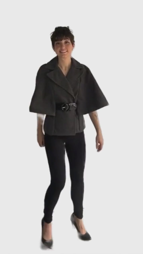 Load and play video in Gallery viewer, B-WEAR 60&amp;#39;s Coat, Grey, Size S, NWT, SKU 000106-1
