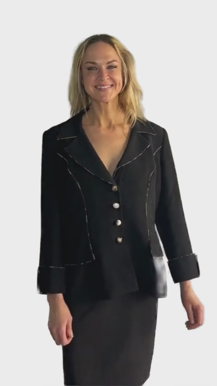 Load and play video in Gallery viewer, Ecaille Paris Blazer Black Sz 12 (US) SKU 000029

