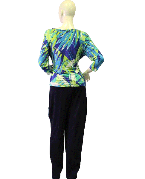 Ruby Rd. 90's Print Top Blues & Greens, White Size Large SKU 000051