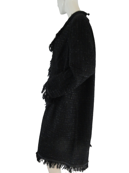 Load image into Gallery viewer, Black on Black Metallic Boucle Midi Coat Size XL SKU 000107
