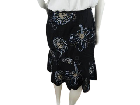 Ann Taylor Loft Skirt Black Floral Print Size 10 SKU 000132