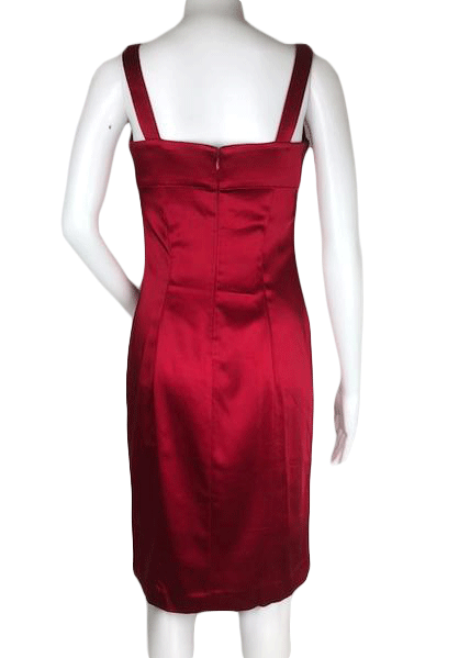 red satin calvin klein dress NWT Calvin Klein Hot Pink/ Red Satin Tucked Shealth Party/ Cocktail Dress Sz 2