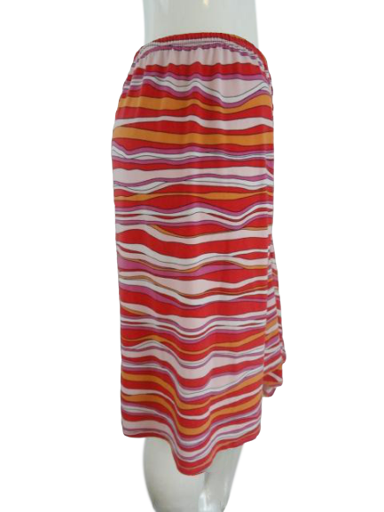 BCBG MAXAZRIA 80's Skirt Pink Orange Stripes Size M (SKU 000271-17)