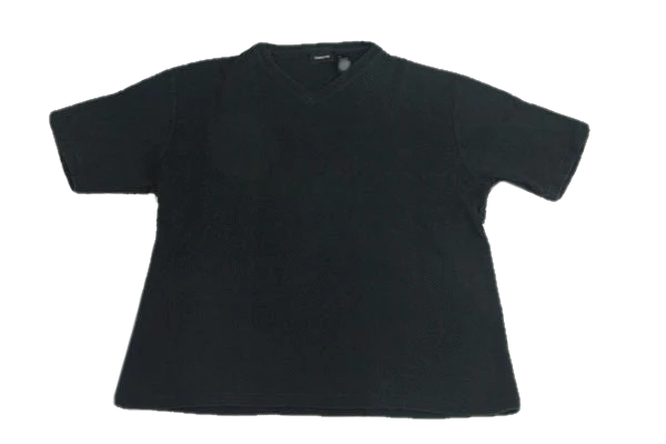 Claiborne 70's Men's Black Short Sleeve Ribbed Shirt with V-Neck Size L SKU 000162
