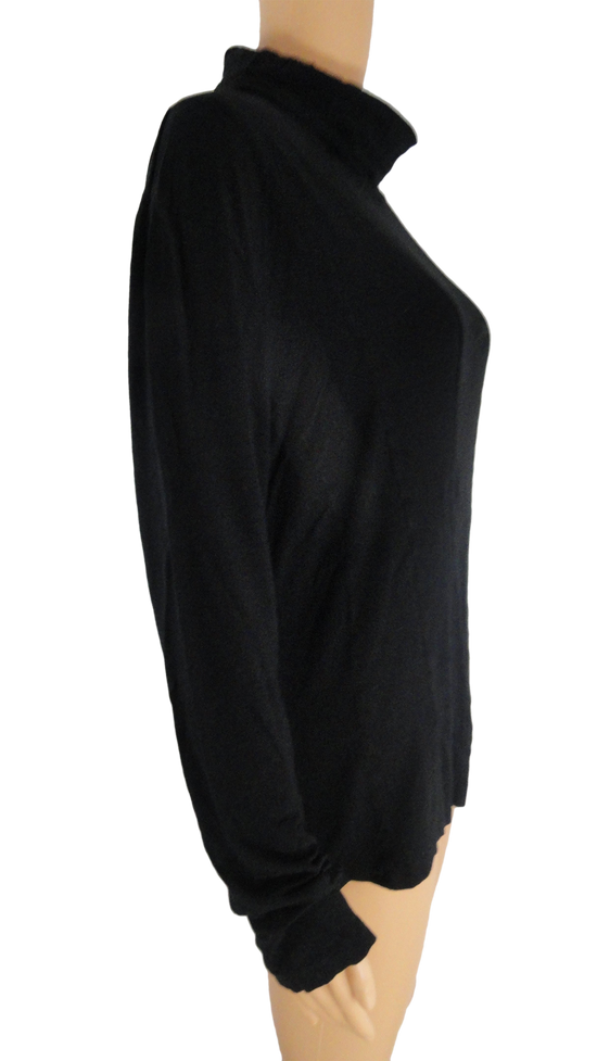 Anne Klein 70's A/Line Turtleneck long sleeve Black Top Size M (SKU 000047)
