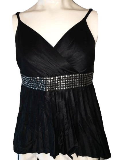 Bebe Black Tank top with Spaghetti Straps with Silver Stud Design on W –  Designers On A Dime
