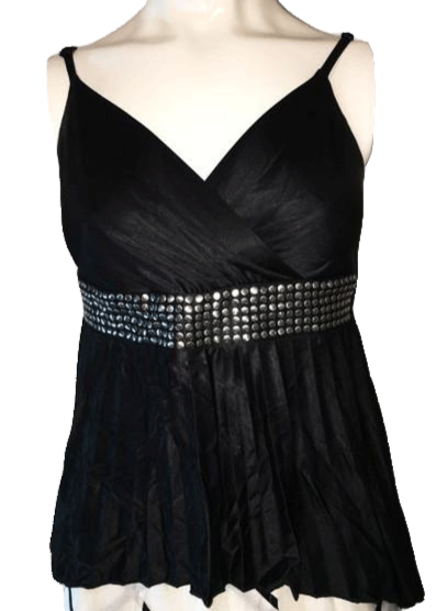 Bebe Black Tank top with Spaghetti Straps with Silver Stud Design on Waist Size XS SKU 000168