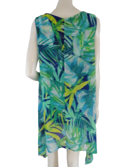 Cocomo Top Wild Print in Green, Yellow, and Blue White Size L (SKU 000014)