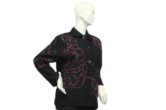 Load image into Gallery viewer, Coldwater Creek 90&amp;#39;s Black Embroidered Blazer Size XL P SKU 000058
