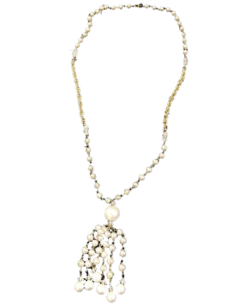 Vintage Necklace Pearls and Gold Chain 28" long  (SKU 000083)