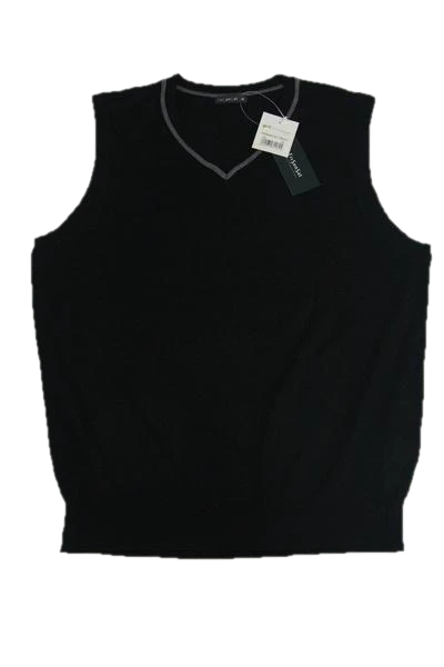 FriSunSat Black Sweater V-Neck Vest with White Edging on Neck SKU 000162