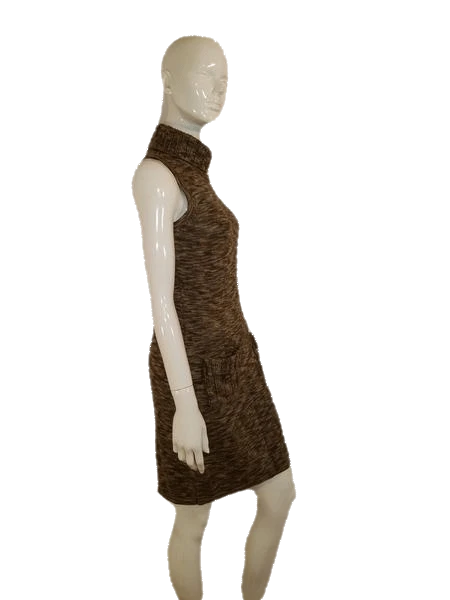 Calvin Klein Sleeveless Turtleneck Brown Knit Sweater Dress Size S SKU – Designers On A Dime Calvin Klein Sleeveless Turtleneck Brown Knit Sweater Dress Size S SKU – Designers On A Dime