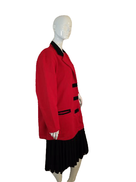 Load image into Gallery viewer, Outlander 70&amp;#39;s Red and Black Long Sleeve Sweater Jacket Blazer Size 40-42 SKU 000141
