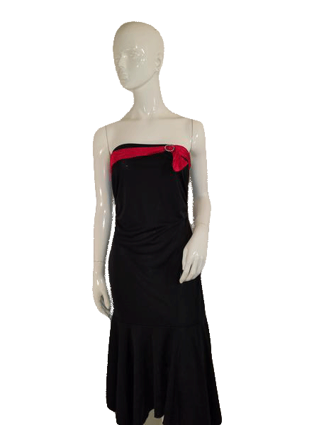 Zinc 80's Strapless Black W/Red Ribbon And Bow Designer Dress Size L S Designers On A Dime Zinc 80's Strapless Black W/Red Ribbon And Bow Designer Dress Size L S Designers On A Dime