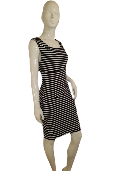 Vince Camuto 70's Sleeveless Black And White Striped Dress Size S SKU 000136