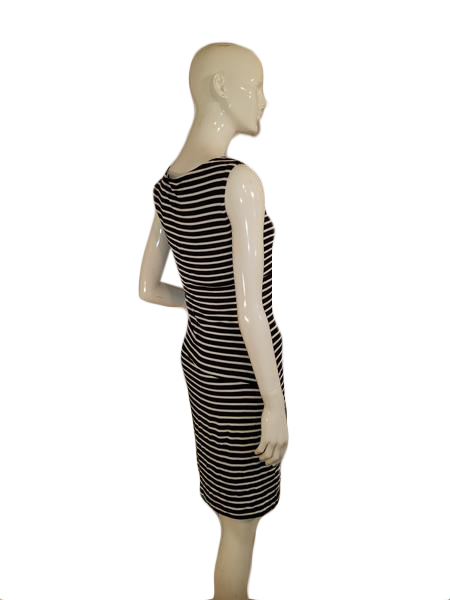 Vince Camuto 70's Sleeveless Black And White Striped Dress Size S SKU 000136
