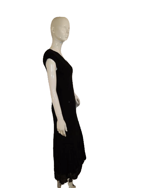 Jones New York 70's Sleeveless Double Layer Sheer W/Lace & Beads Designer Silk Dress Size 8 SKU 000136