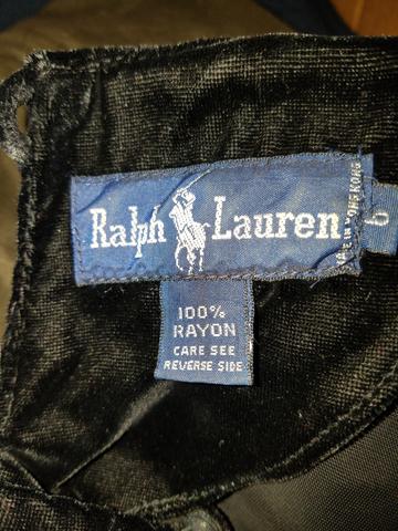 Load image into Gallery viewer, Ralph Lauren 70&amp;#39;s Top Black Velvet Designer  Size 6 (Blue) SKU  000127
