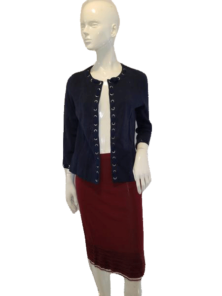 Jones New York Signature Collection 70 s Long Sleeve Navy Blue