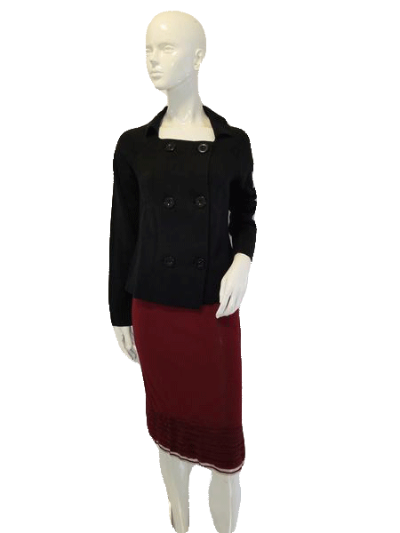 Anne Klein 70's Long Sleeve Black Six Button Designer Sweater Size M SKU  000127