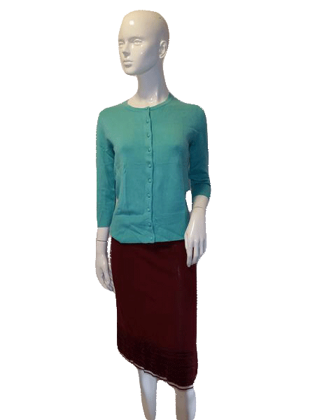 Grace Elements 80's 3/4 Sleeve Teal Knit Sweater Top Size M SKU  000127