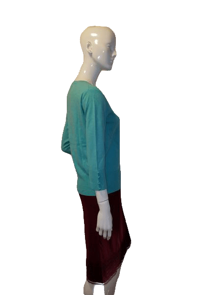 Load image into Gallery viewer, Grace Elements 80&amp;#39;s 3/4 Sleeve Teal Knit Sweater Top Size M SKU  000127
