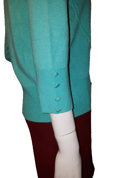 Load image into Gallery viewer, Grace Elements 80&amp;#39;s 3/4 Sleeve Teal Knit Sweater Top Size M SKU  000127
