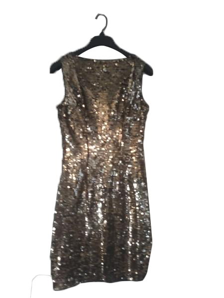 Calvin Klein 70's Dress Gold Sequin Size 2 (SKU 000213-10)