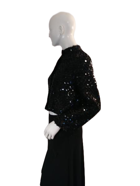Load image into Gallery viewer, Sequined Top Black Cropped , Size M (SKU 000214-2)
