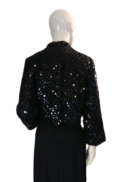 Load image into Gallery viewer, Sequined Top Black Cropped , Size M (SKU 000214-2)
