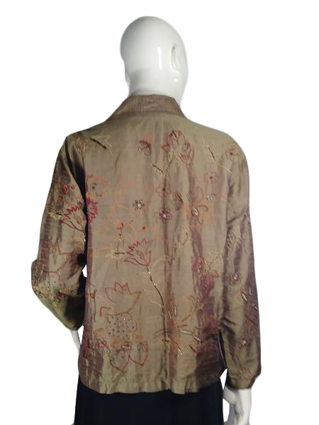 Chico's 80's Blouse Olive Green Print Size 1 SKU 000181-14