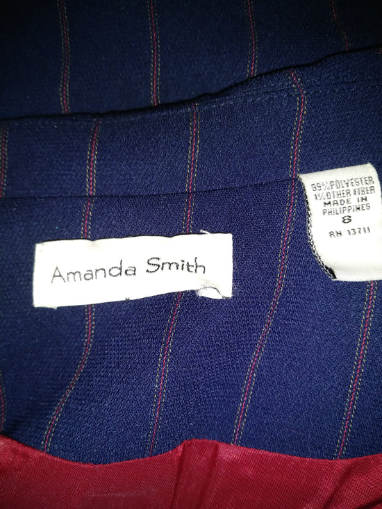 Amanda Smith 50's Navy w/Red Stripes 2 pc Suit Sz 8-10  SKU 000086