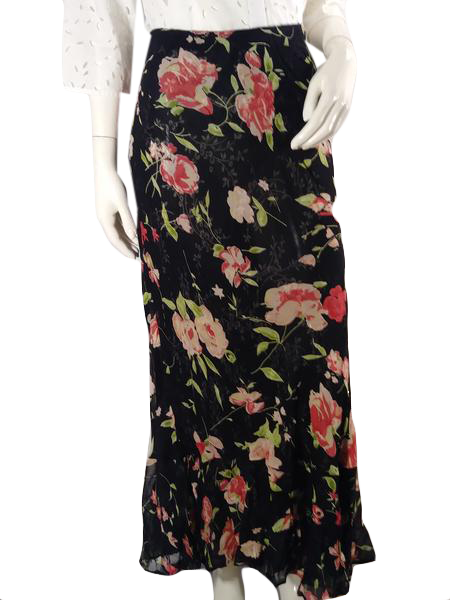 Reversible Maxi Skirt Black Floral Print SKU 000144