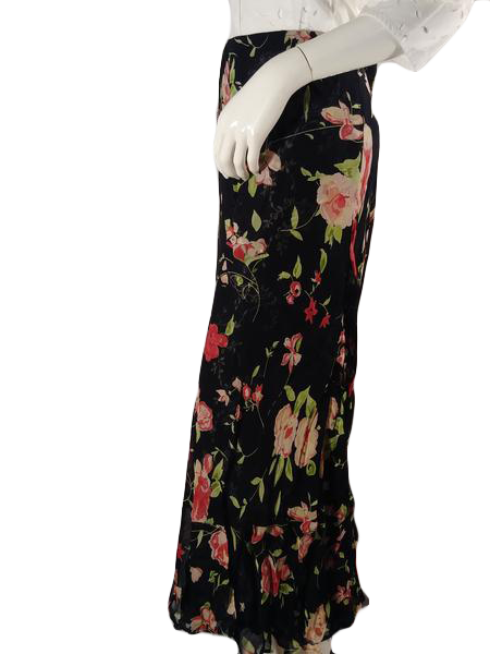 Reversible Maxi Skirt Black Floral Print SKU 000144