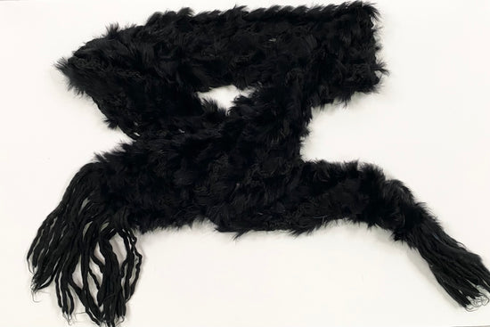 Scarf, Black, Knitted Rabbit Fur, One Size, SKU 000360-3