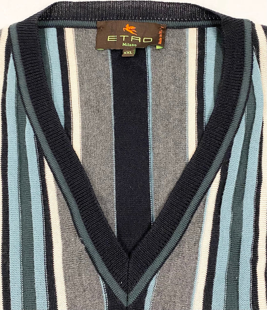 ETRO Men's Pullover V Neck Sweater, Size XXL, SKU 000313-11